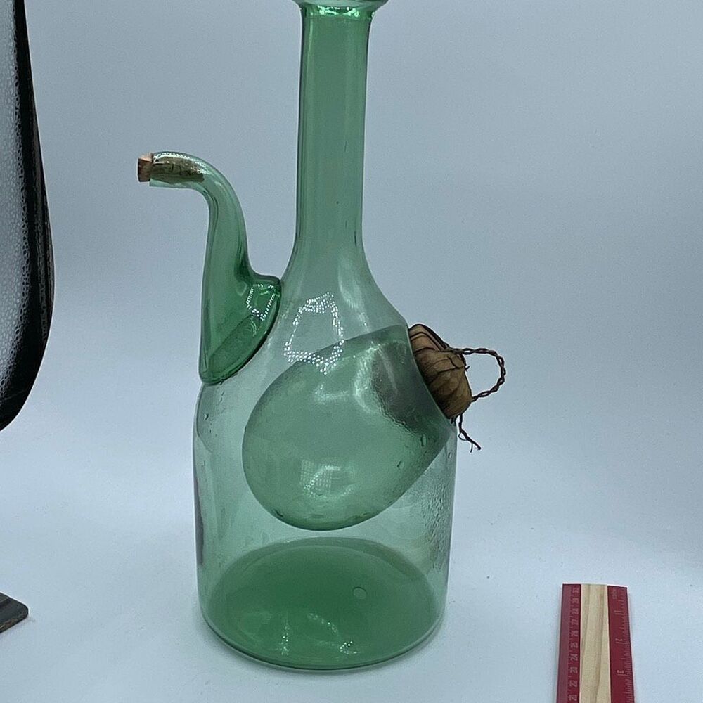 Vintage Italian wine decanter green glass chill without watering down.